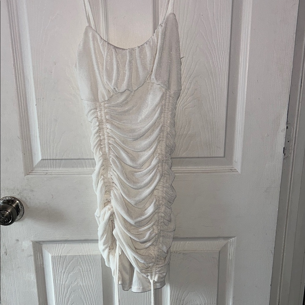 Elegant White Ruched Dress